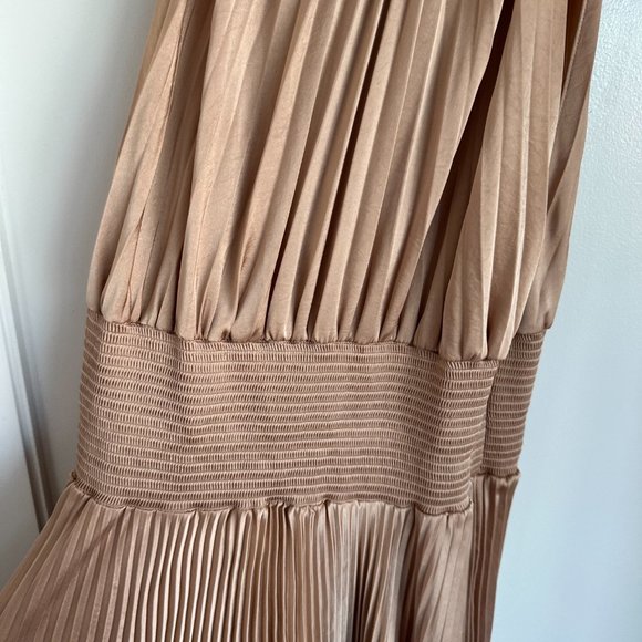 A.L.C. Renzo Asymmetric Pleated Midi-Dress Sz 8 Bella Halter Neck Smock Waist - Picture 7 of 10